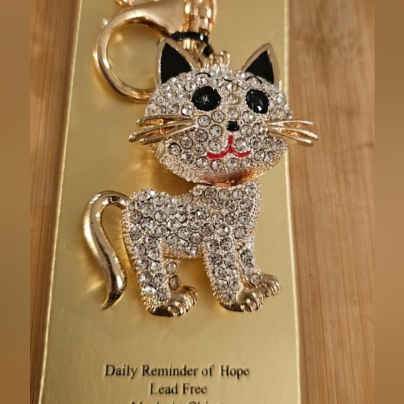 BLING BLING CAT JOINTED BAG CHARM/ KEYCHAIN NWT NATASHA - Picture 3 of 5